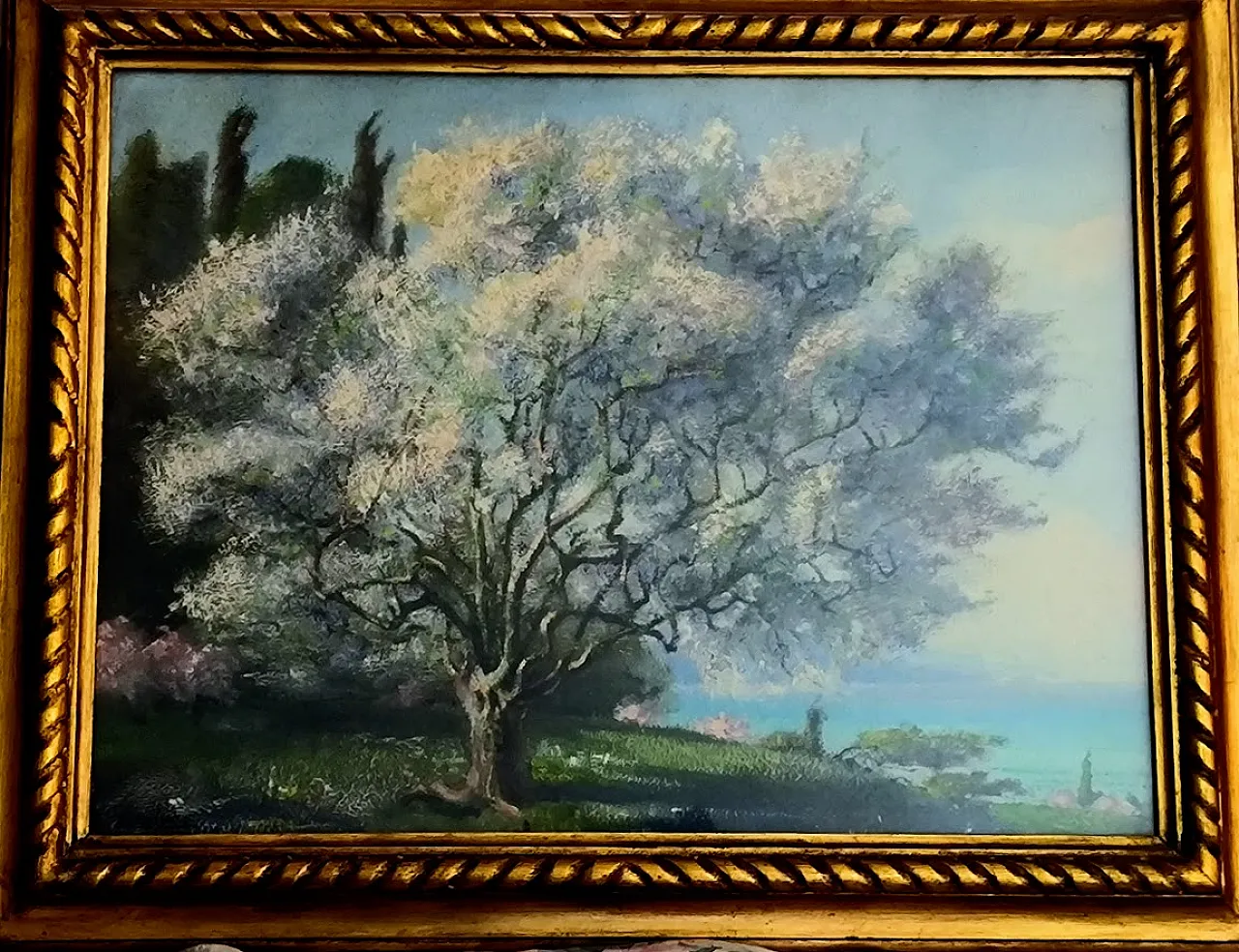 Painting Edgardo Rossaro  "Flowering Tree", 20th century 2