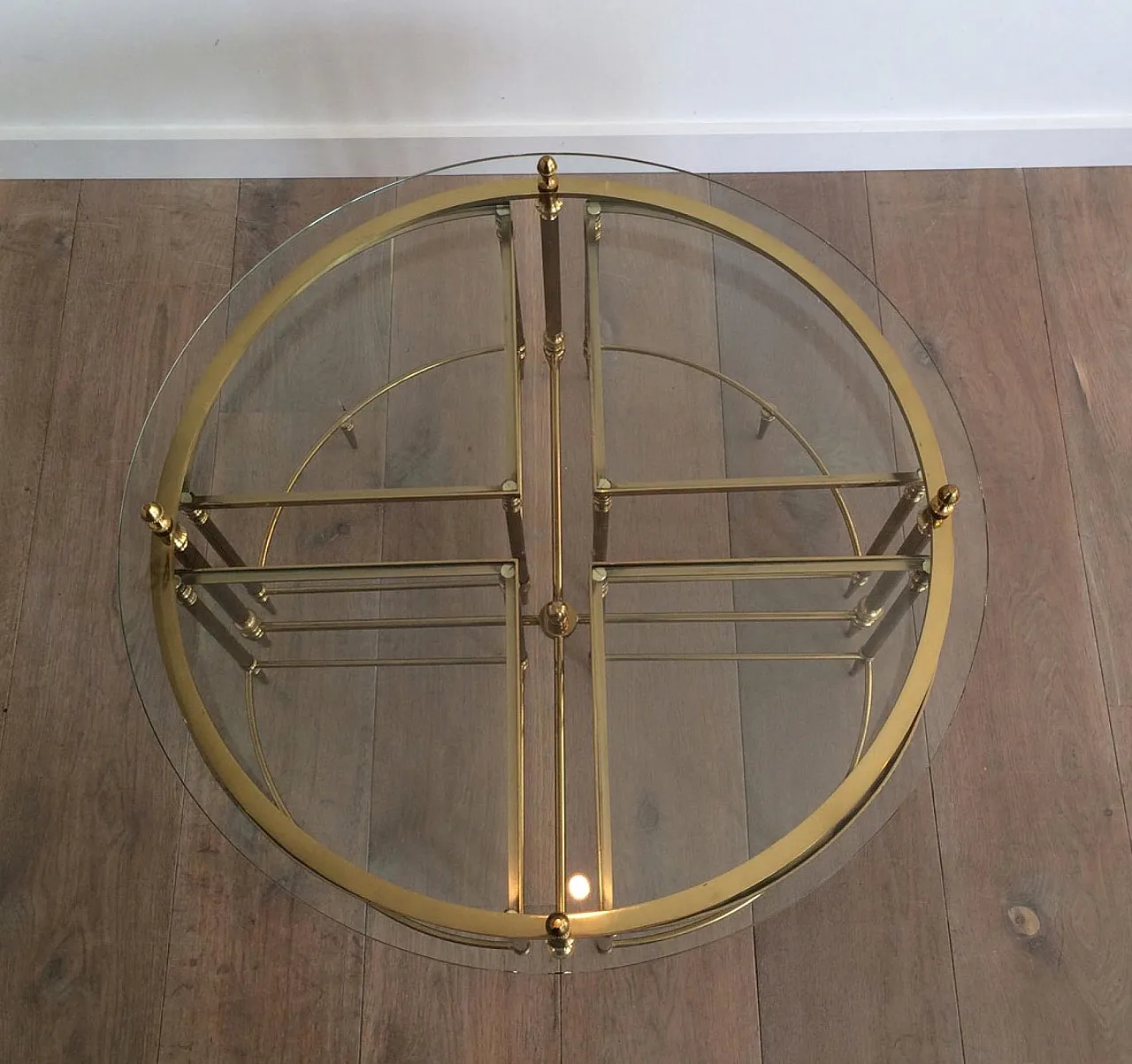 Brass coffee table with 4 Nesting tables by Maison Baguès, 1950s 6