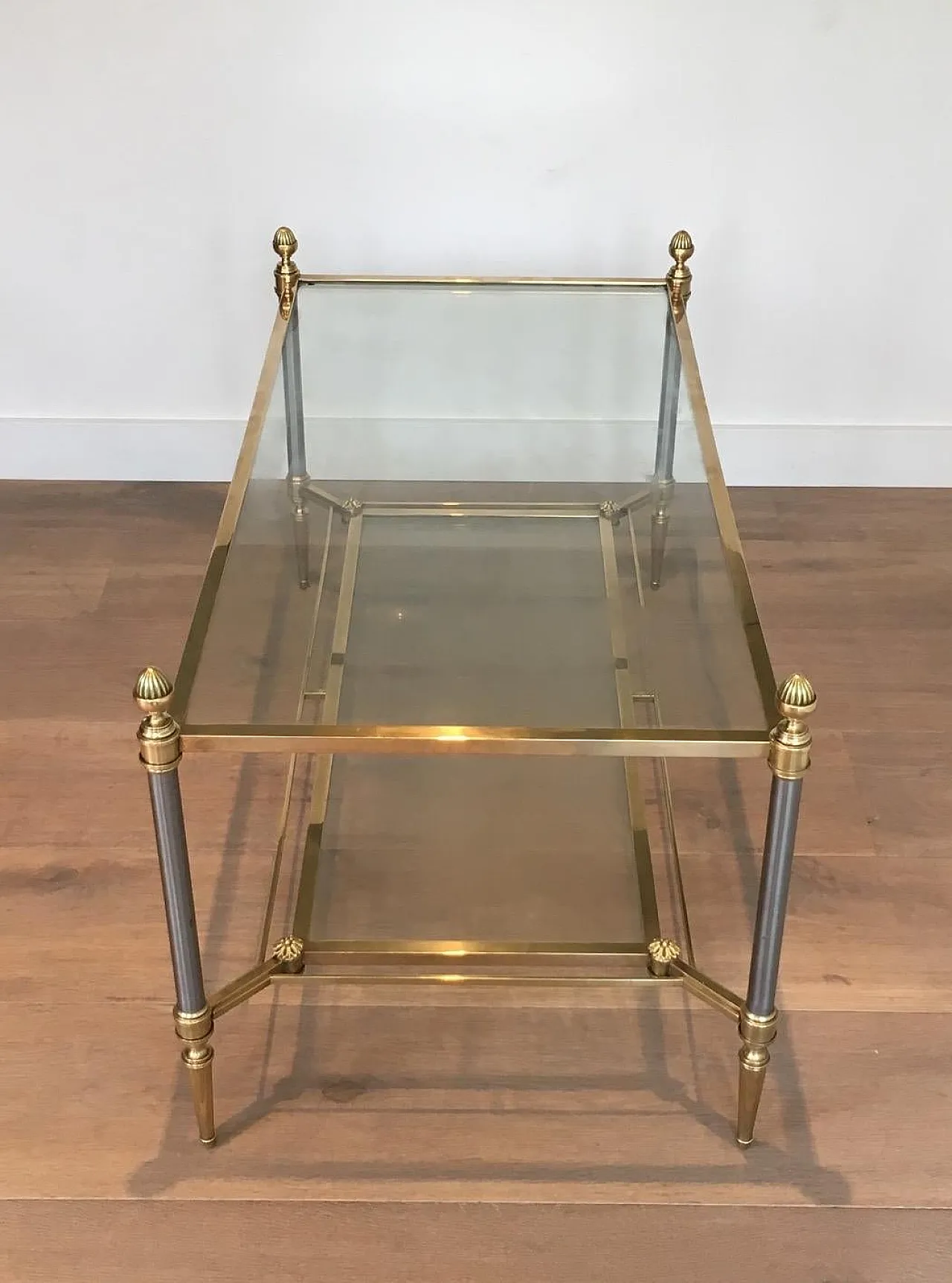 Brushed steel and brass coffee table by Maison Jansen, 1940s 3