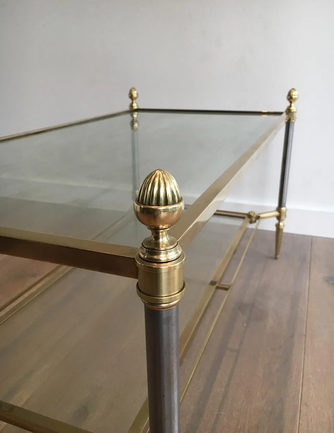 Brushed steel and brass coffee table by Maison Jansen, 1940s 4