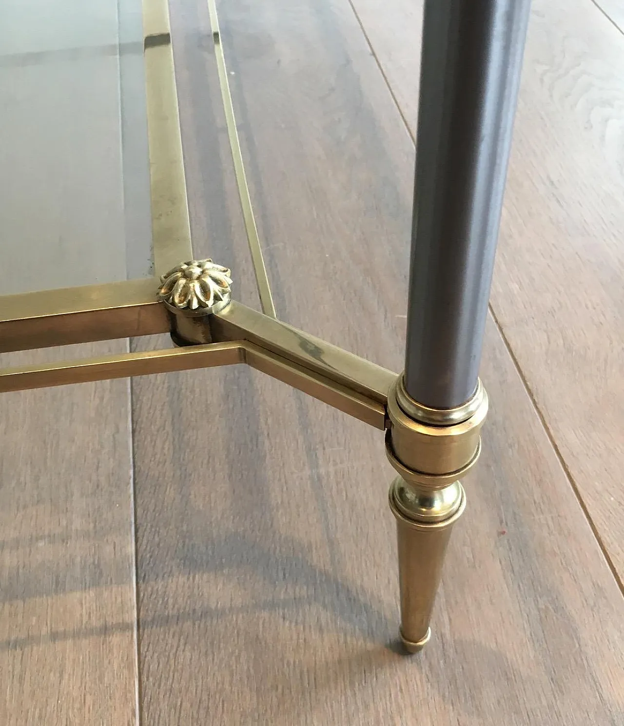 Brushed steel and brass coffee table by Maison Jansen, 1940s 10