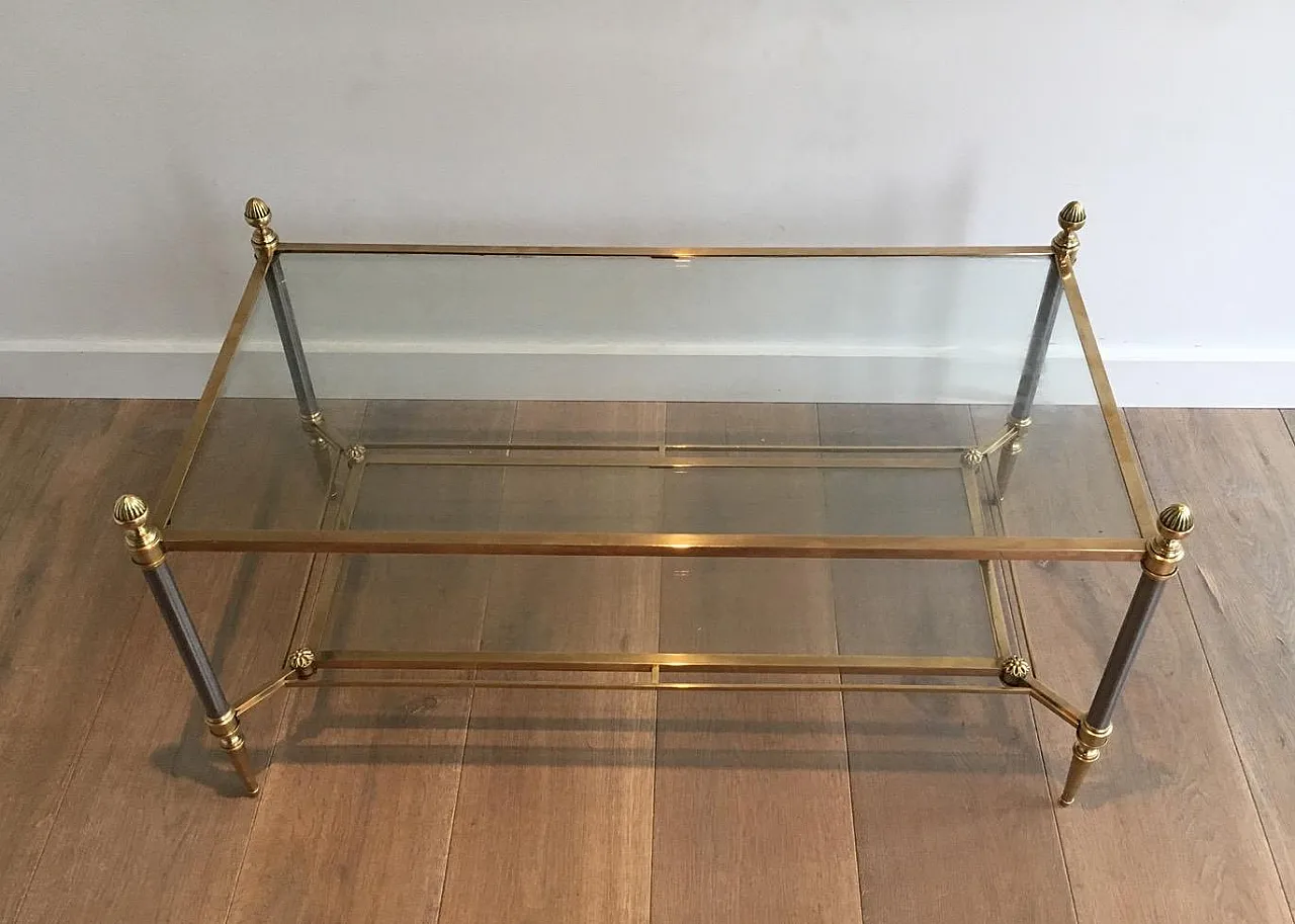 Brushed steel and brass coffee table by Maison Jansen, 1940s 11