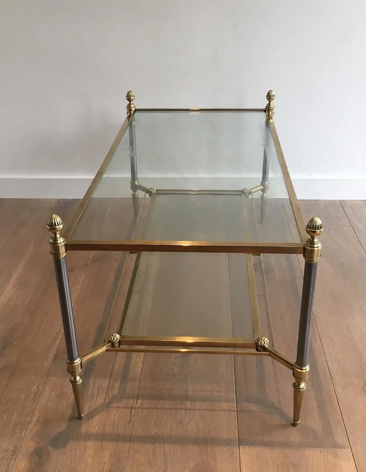 Brushed steel and brass coffee table by Maison Jansen, 1940s 12