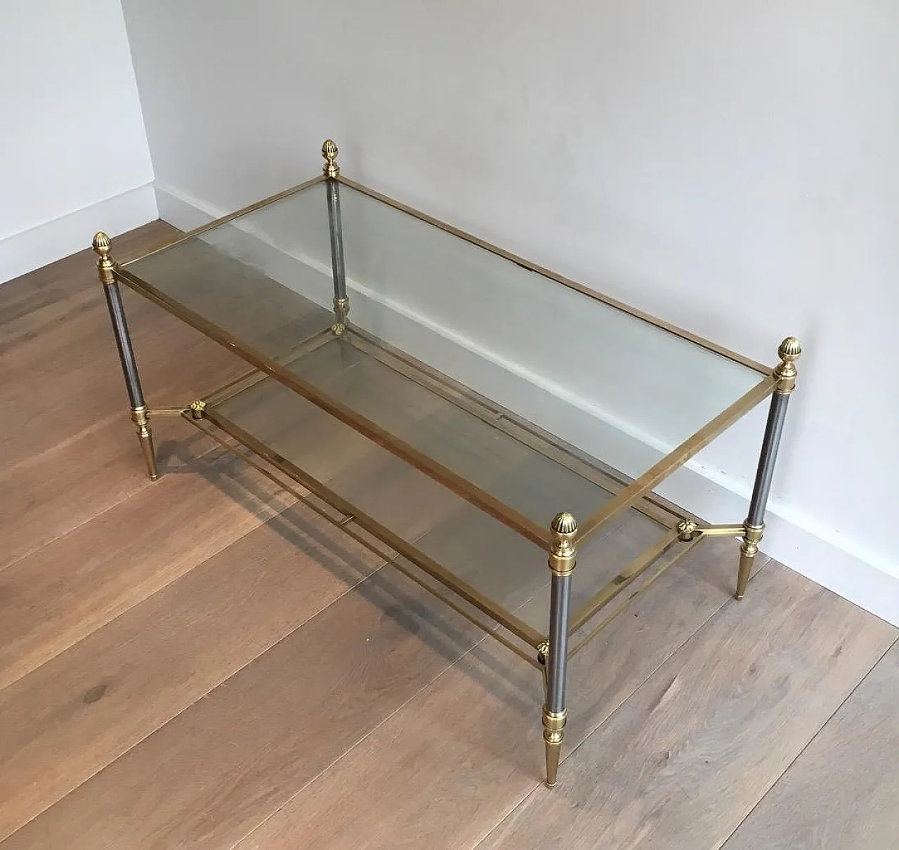 Brushed steel and brass coffee table by Maison Jansen, 1940s 13