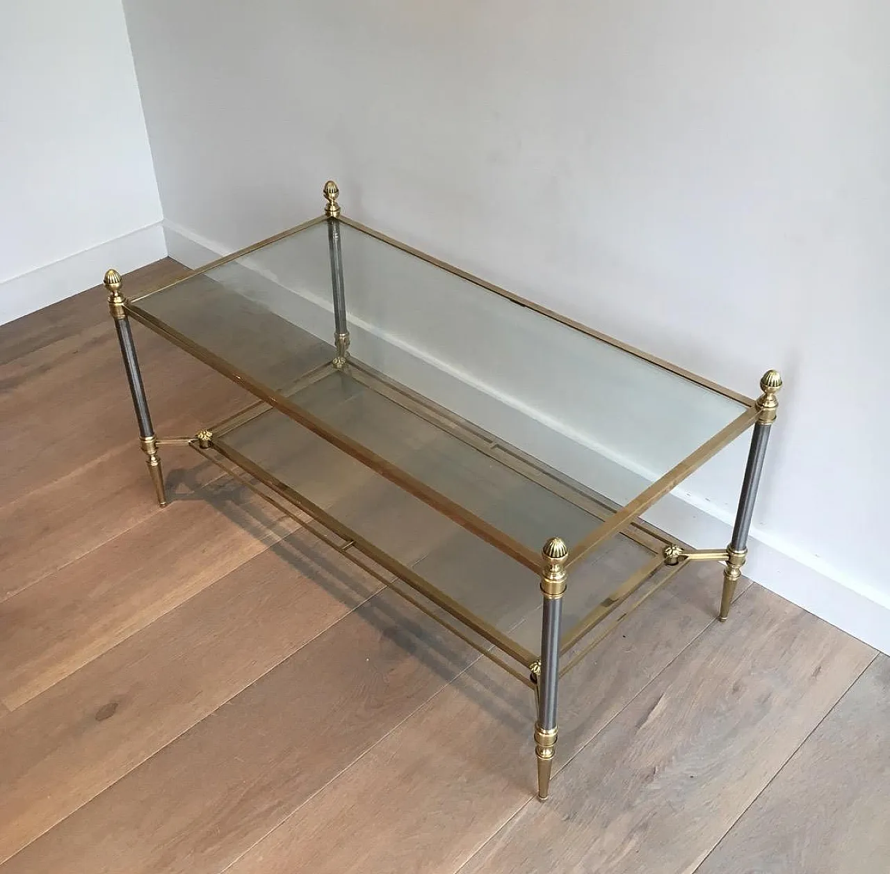 Brushed steel and brass coffee table by Maison Jansen, 1940s 14