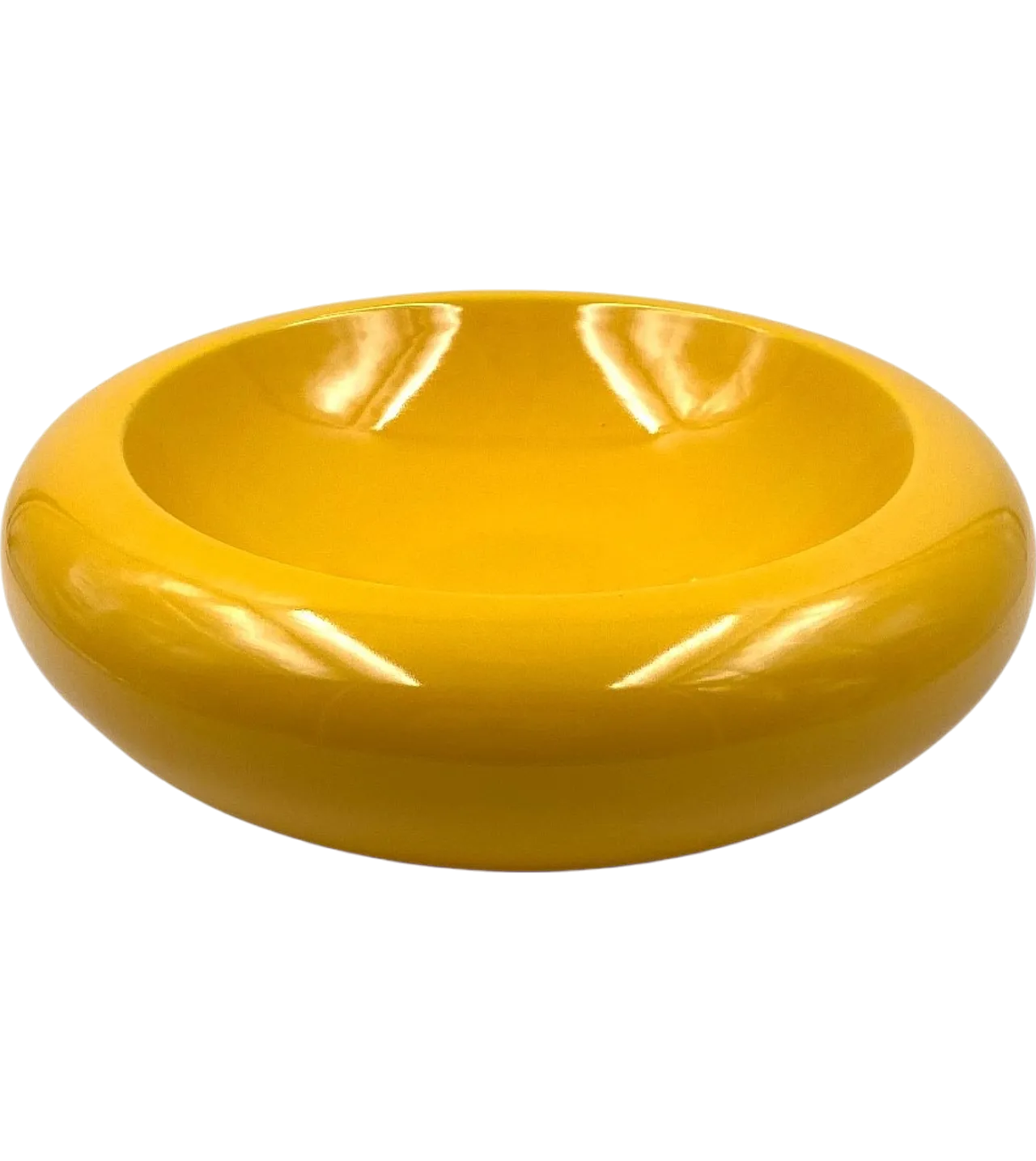 Space age large yellow ceramic centerpiece / vide poche, Sicart Italy 9