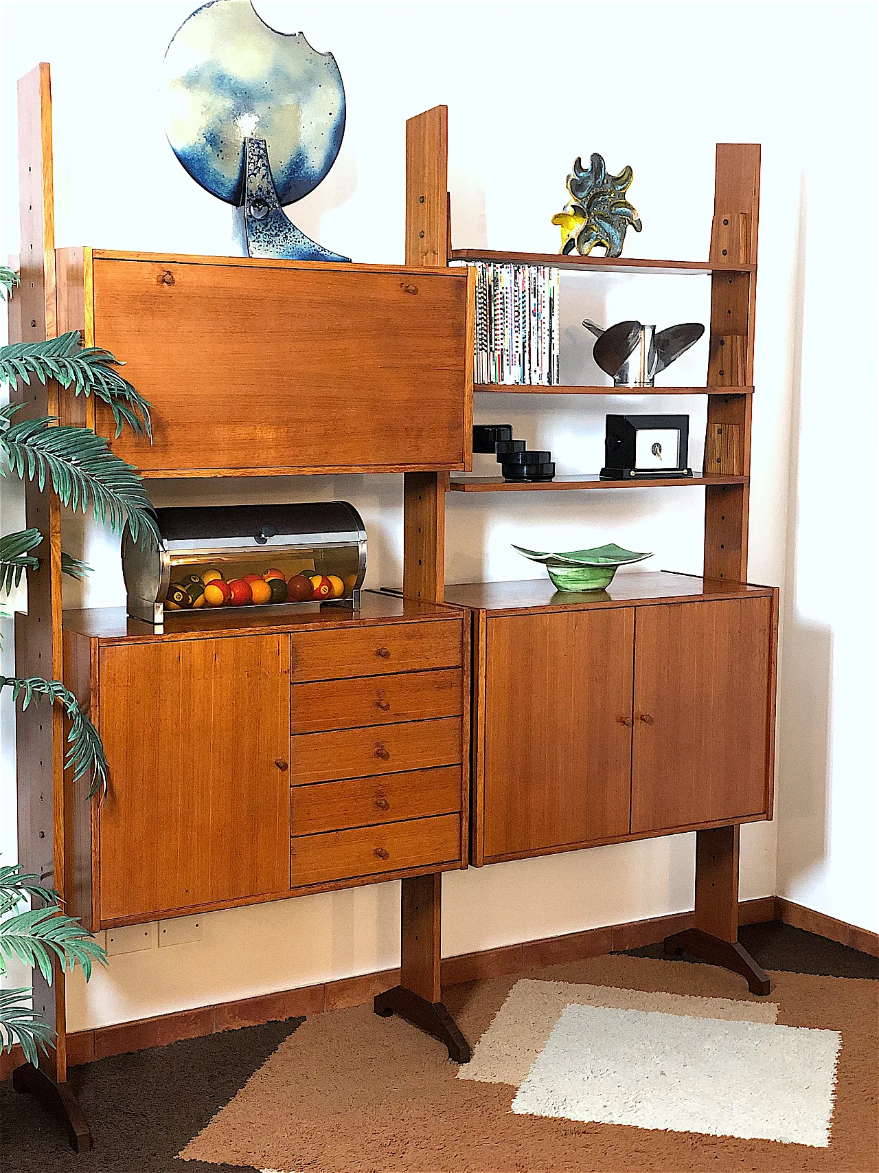 2-bay double-sided bookcase, 1960s 2