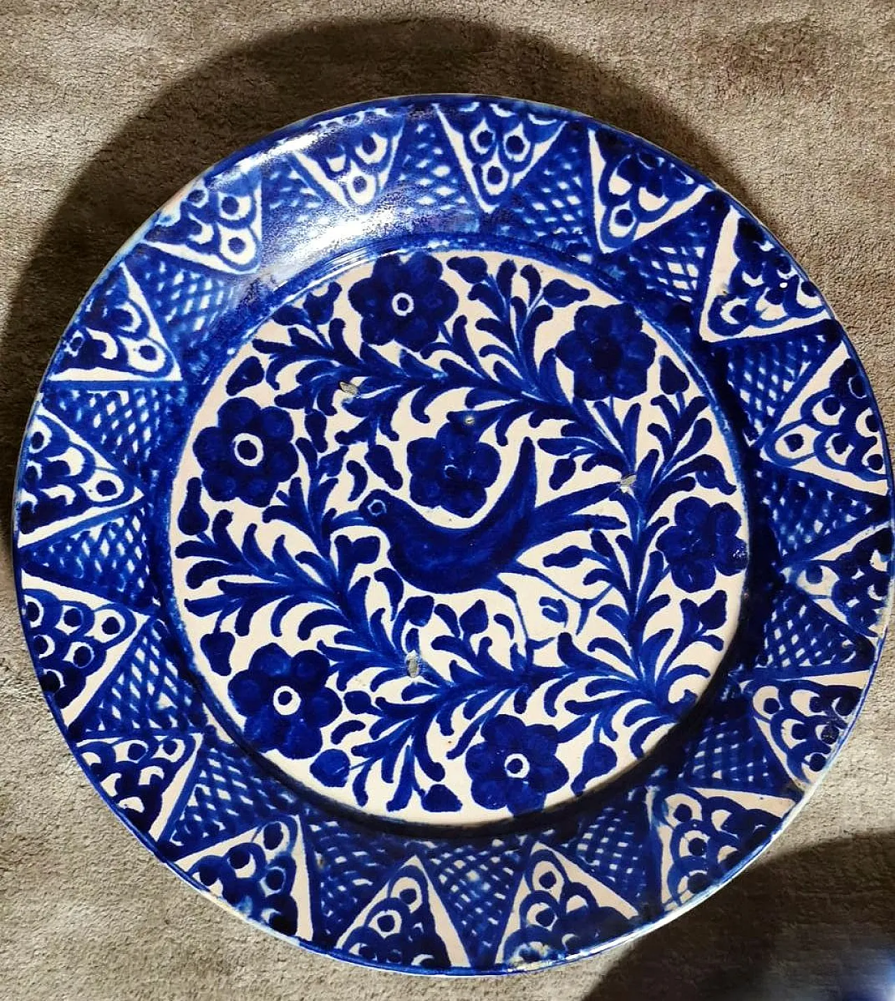 5 Ceramic plates with cobalt blue decoration, 1950s 4