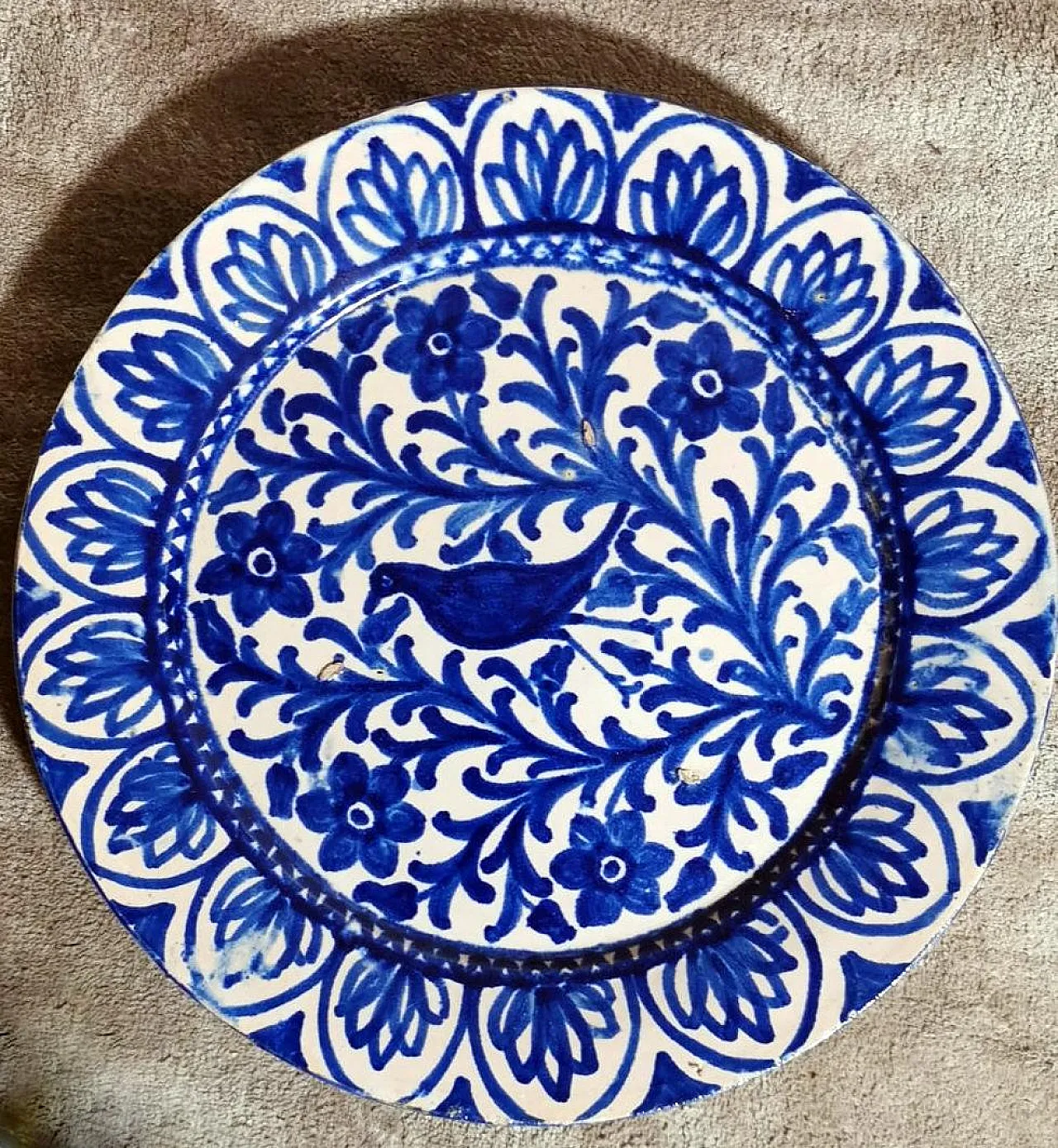 5 Ceramic plates with cobalt blue decoration, 1950s 5