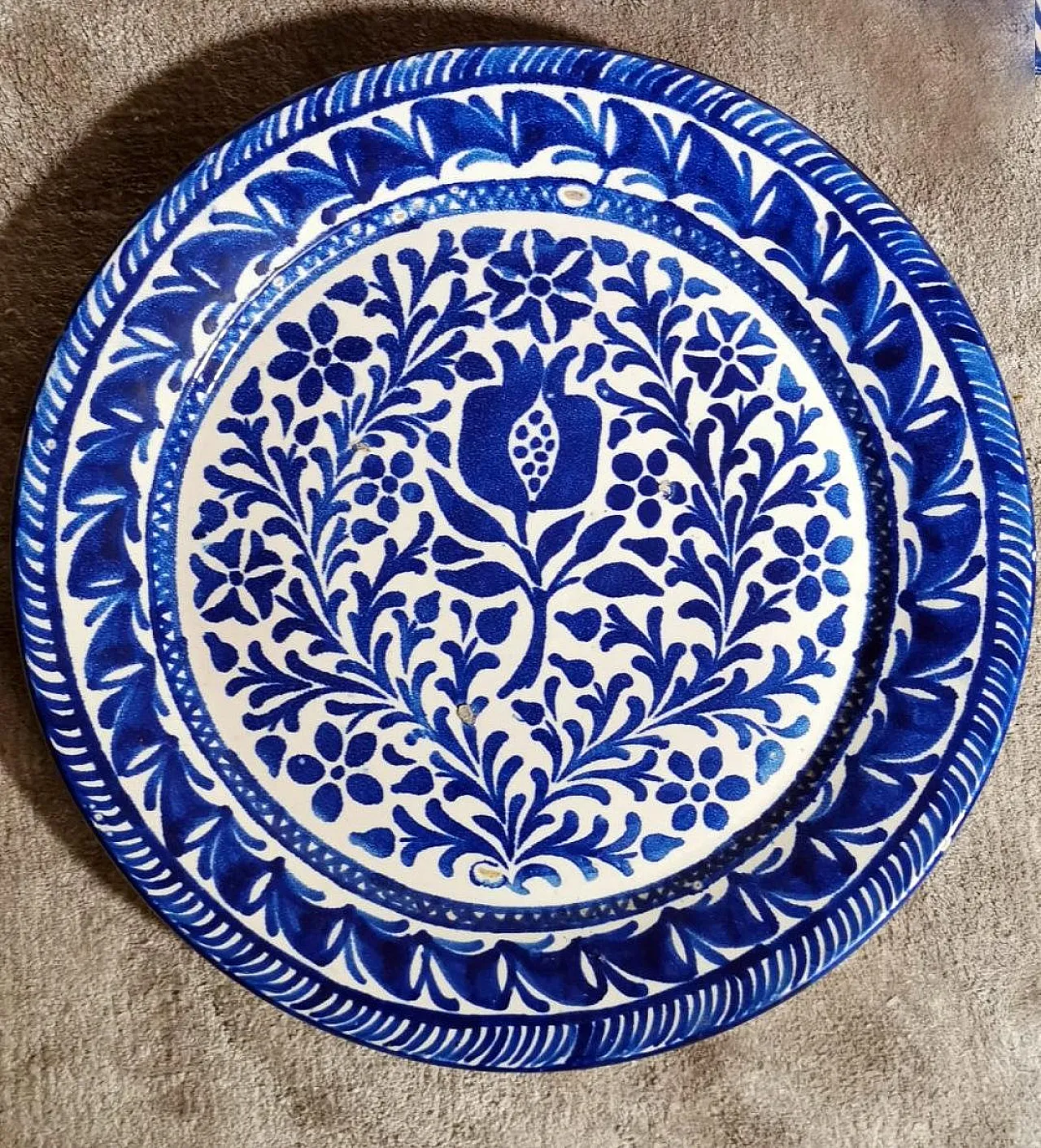 5 Ceramic plates with cobalt blue decoration, 1950s 7