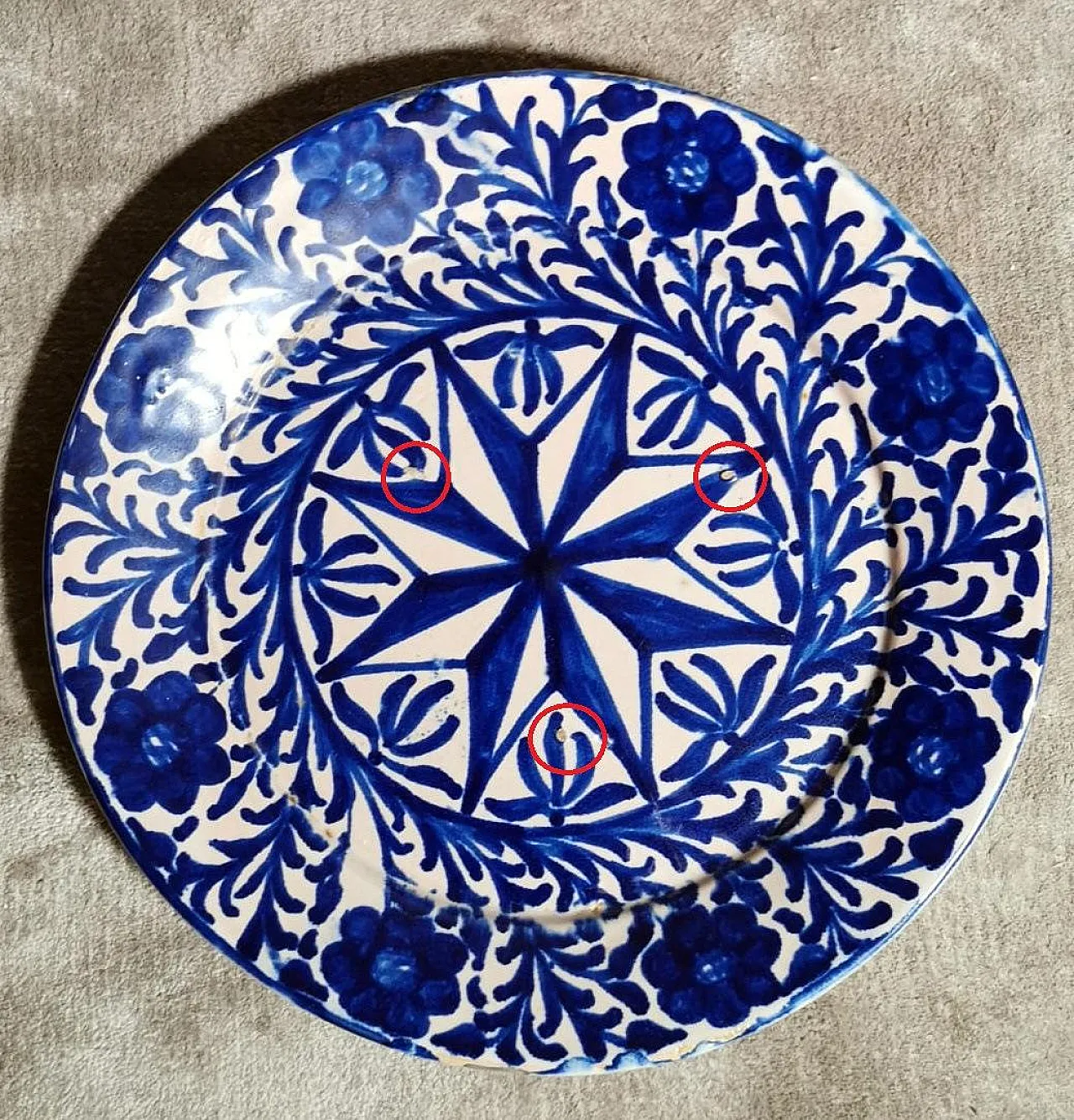 5 Ceramic plates with cobalt blue decoration, 1950s 8