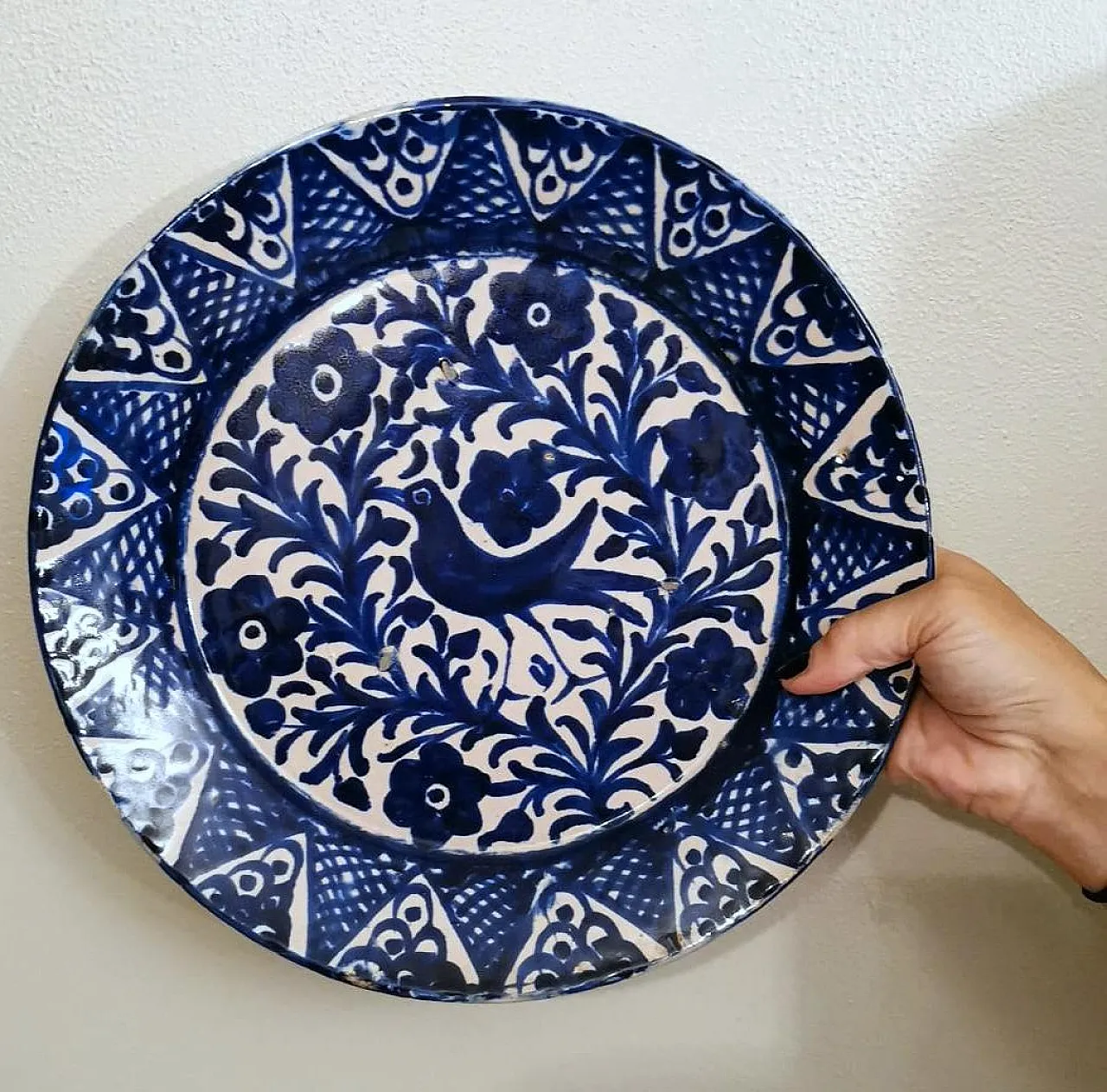 5 Ceramic plates with cobalt blue decoration, 1950s 9