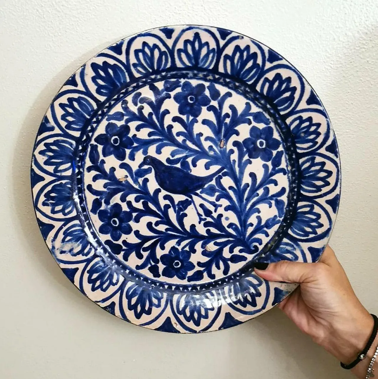 5 Ceramic plates with cobalt blue decoration, 1950s 10