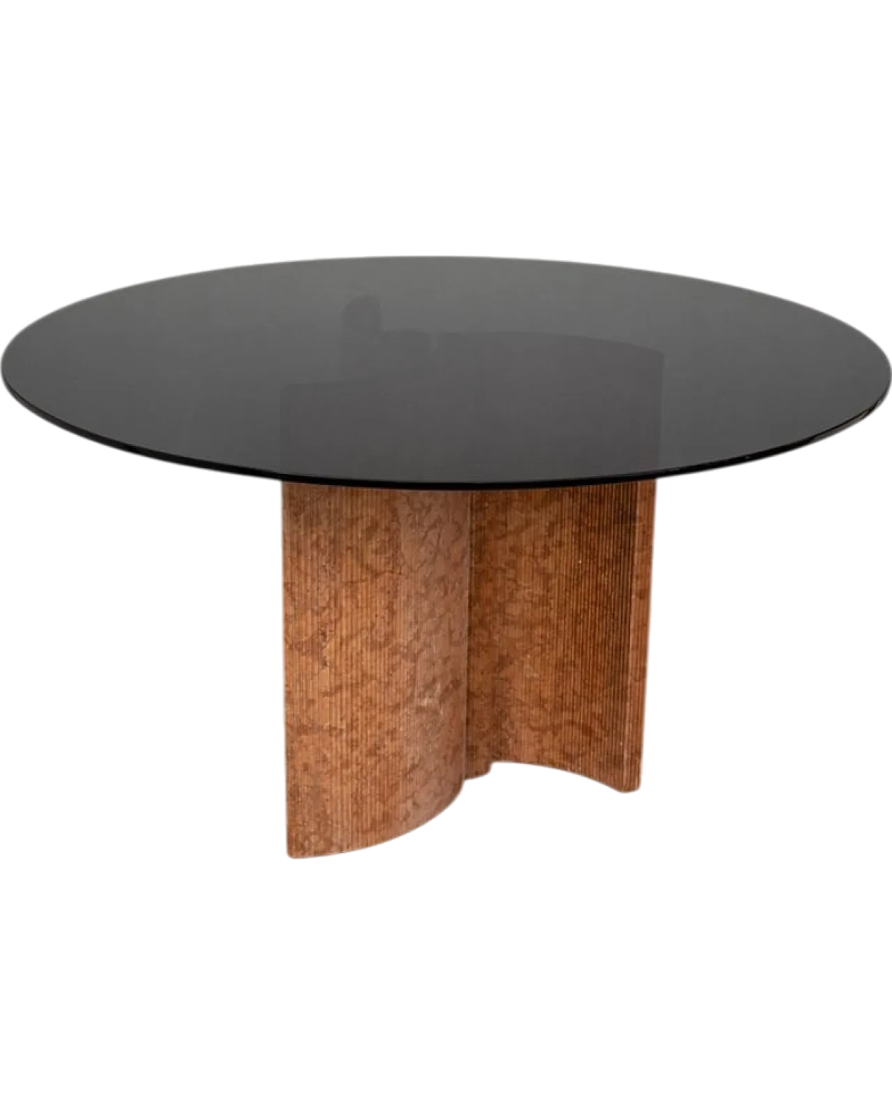 Round dining table in travertine and glass, 1970s 9