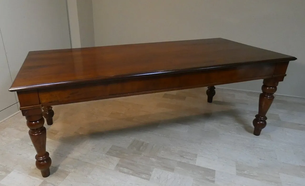 Large Antique Louis Philippe Style Dining Table in Walnut and Chestnut, Italy, 20th Century 17