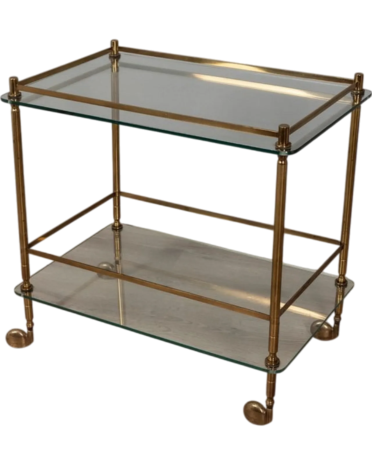 Gold-plated brass and glass food trolley, 1960s 8