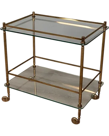 Gold-plated brass and glass food trolley, 1960s