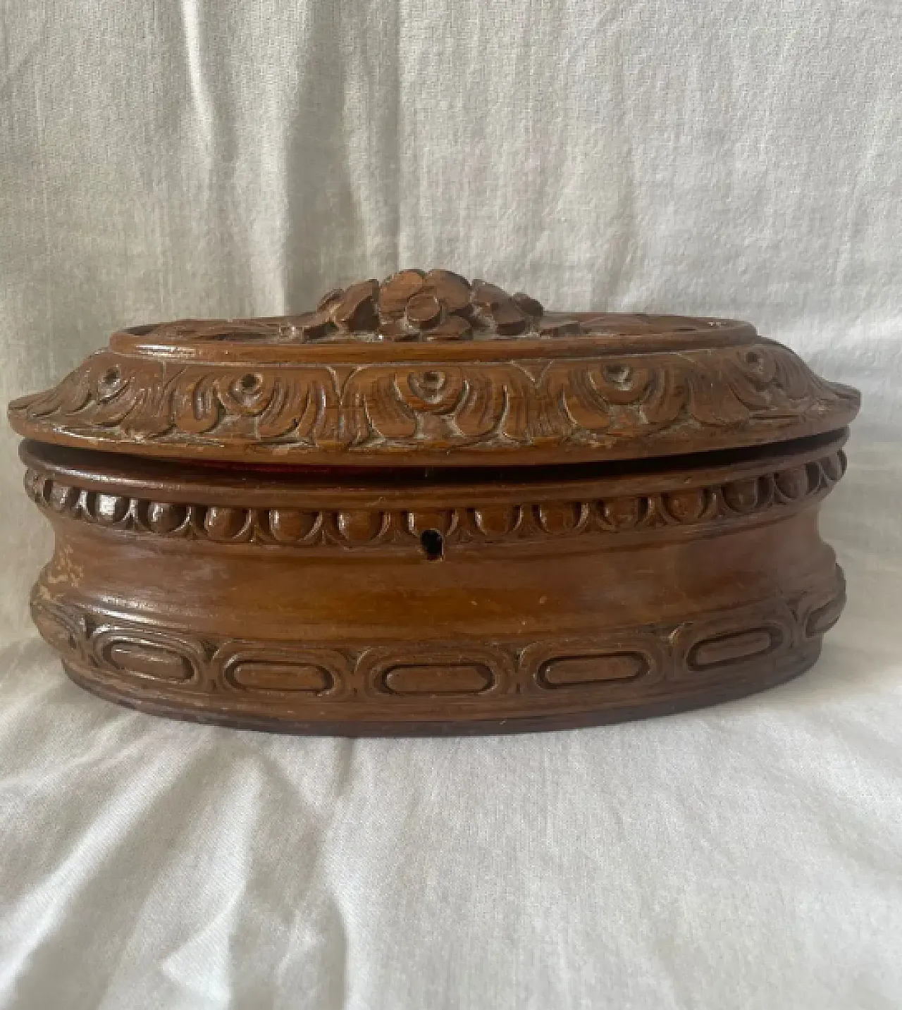 Antique hand-carved walnut box, 19th century 2