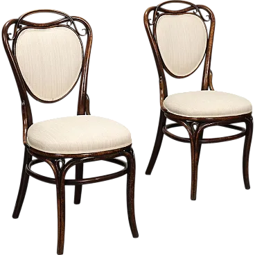 Pair of beech Thonet chairs, late 19th century