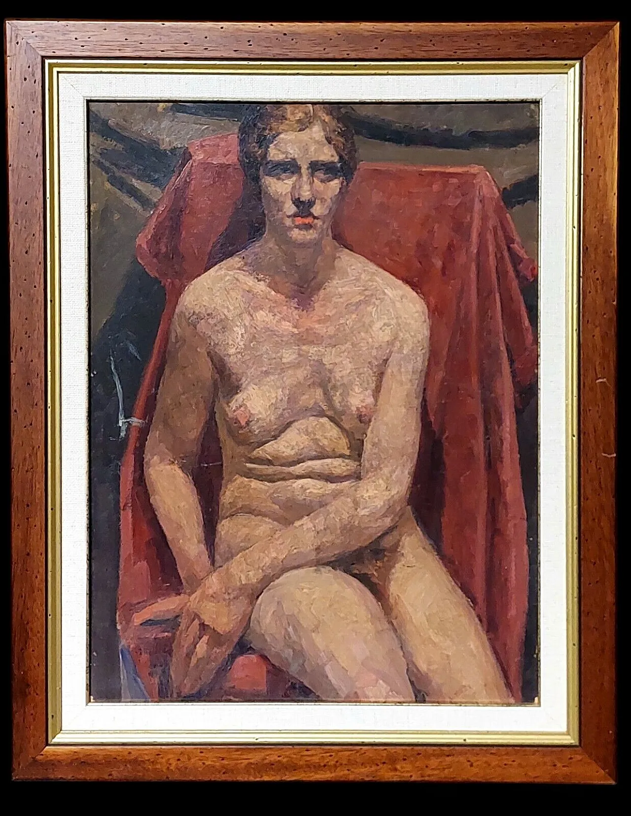 Female nude, oil on cardboard, late 19th century 1