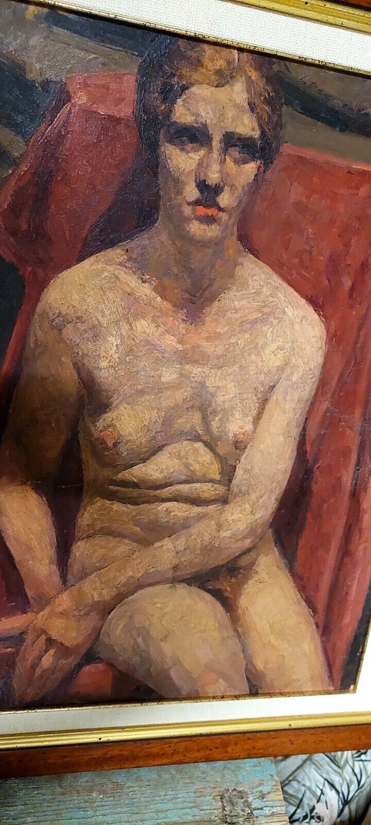 Female nude, oil on cardboard, late 19th century 6