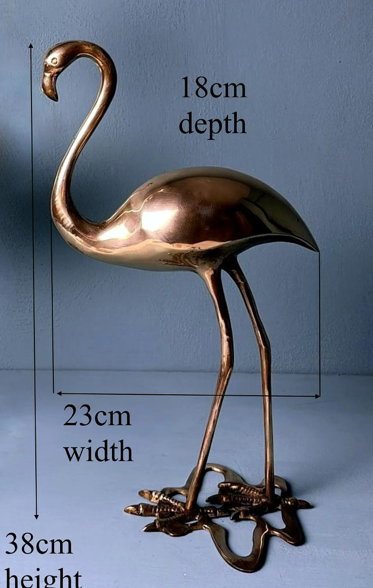 Pair of brass flamingo sculptures in a basin, 1970s 18