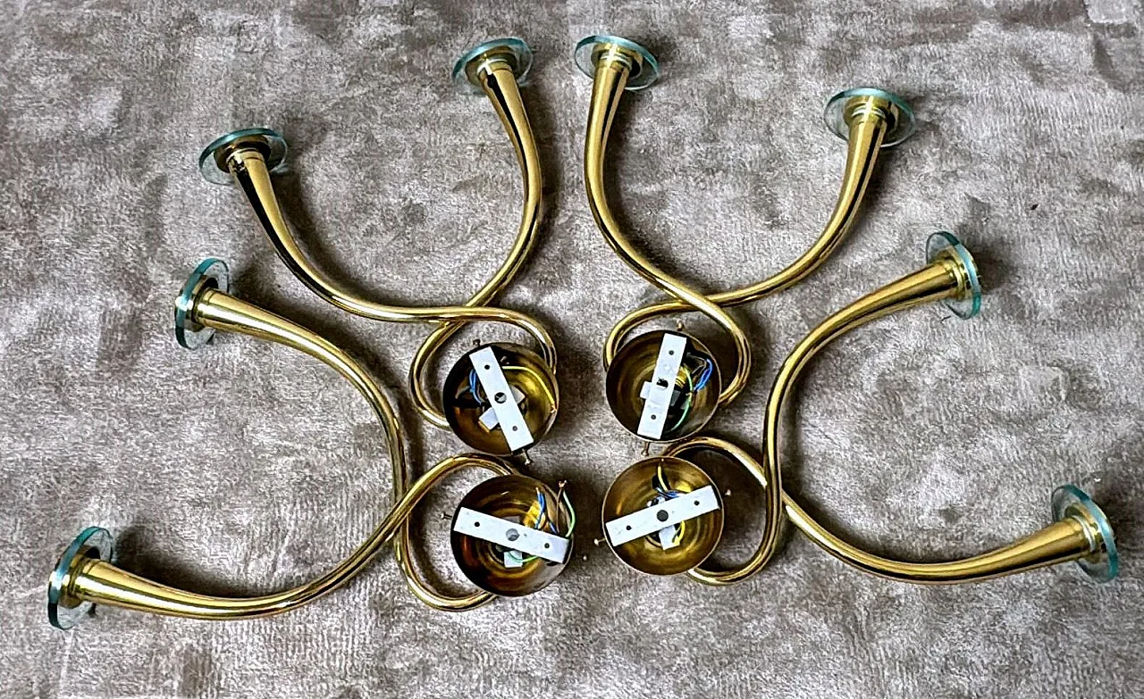 4 Brass applications with crystal bobeches, 1960s 5