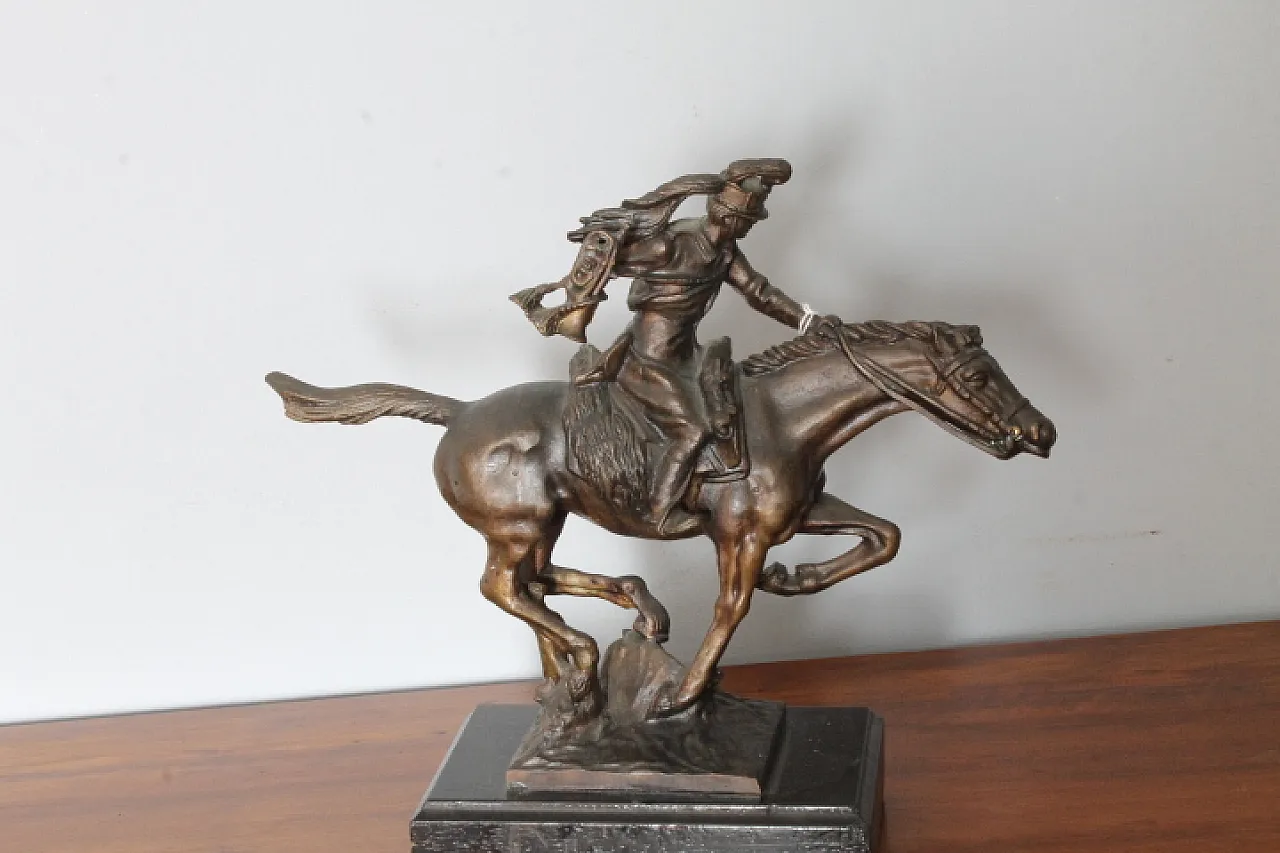 Bronze with Italian soldier on horseback,  late 19th century 1