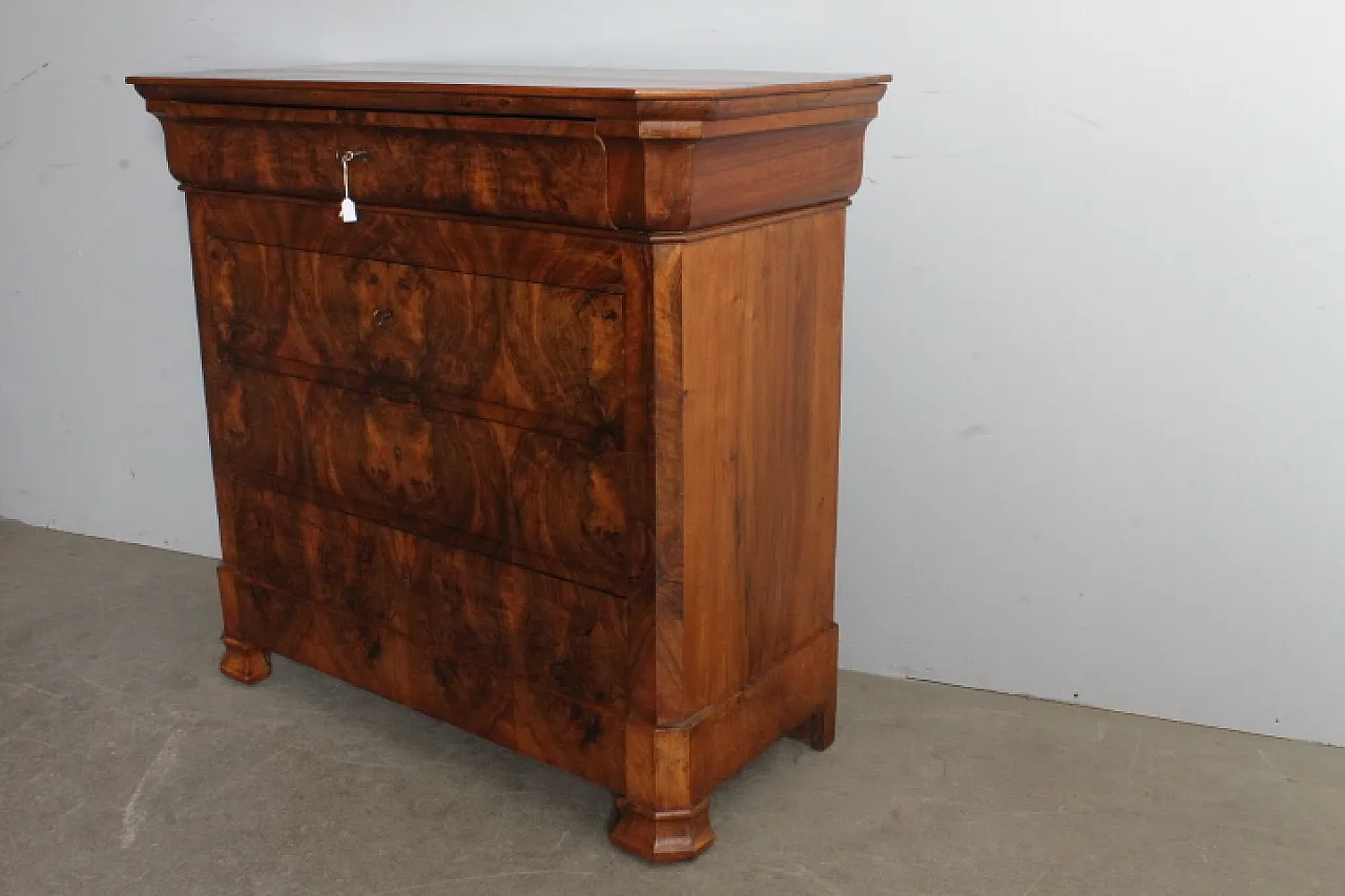 Cappuccino Louis Philippe chest of drawers in walnut, 1860s 13