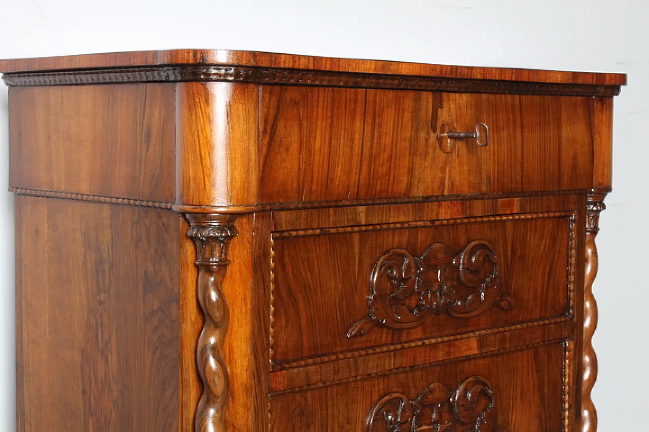 Tuscan Louis Philippe flap desk chest with 3 drawers, 19th century 6