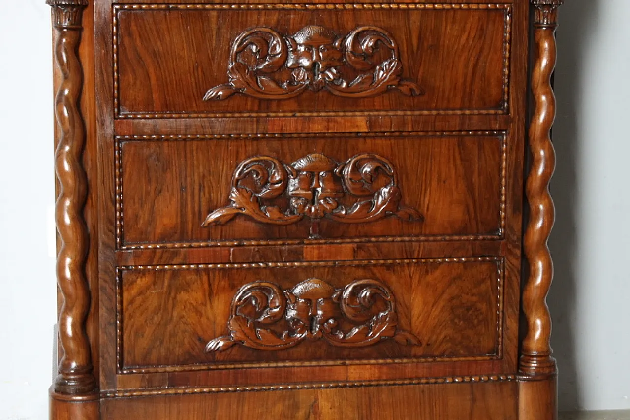 Tuscan Louis Philippe flap desk chest with 3 drawers, 19th century 9