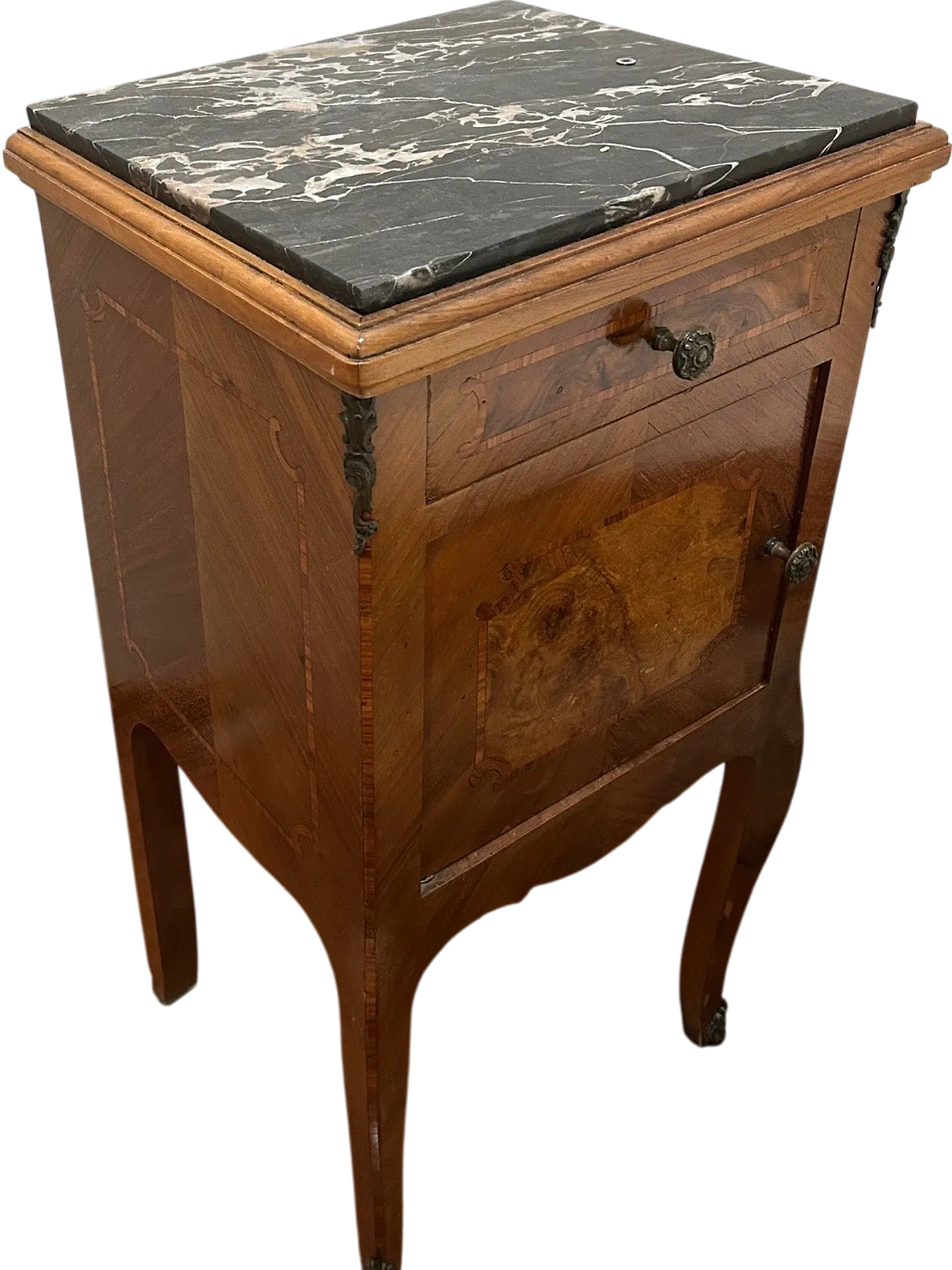 Pair of Italian bedside tables with marble top, 20th century 7