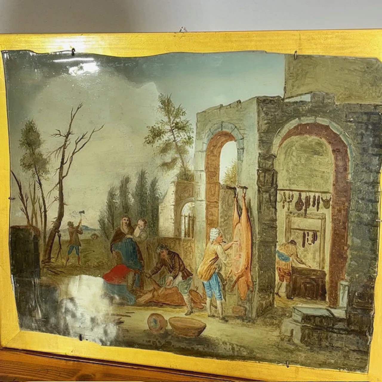 Pair of Venetian capriccio paintings on glass, 18th century 11