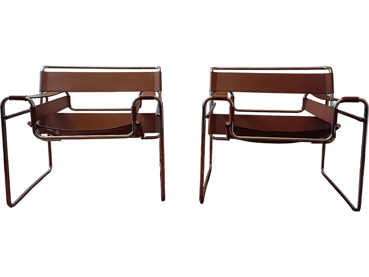 Pair of  Wassily armchairs B3 by M. Breuer for Gavina, 70s 7