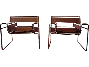 Pair of  Wassily armchairs B3 by M. Breuer for Gavina, 70s