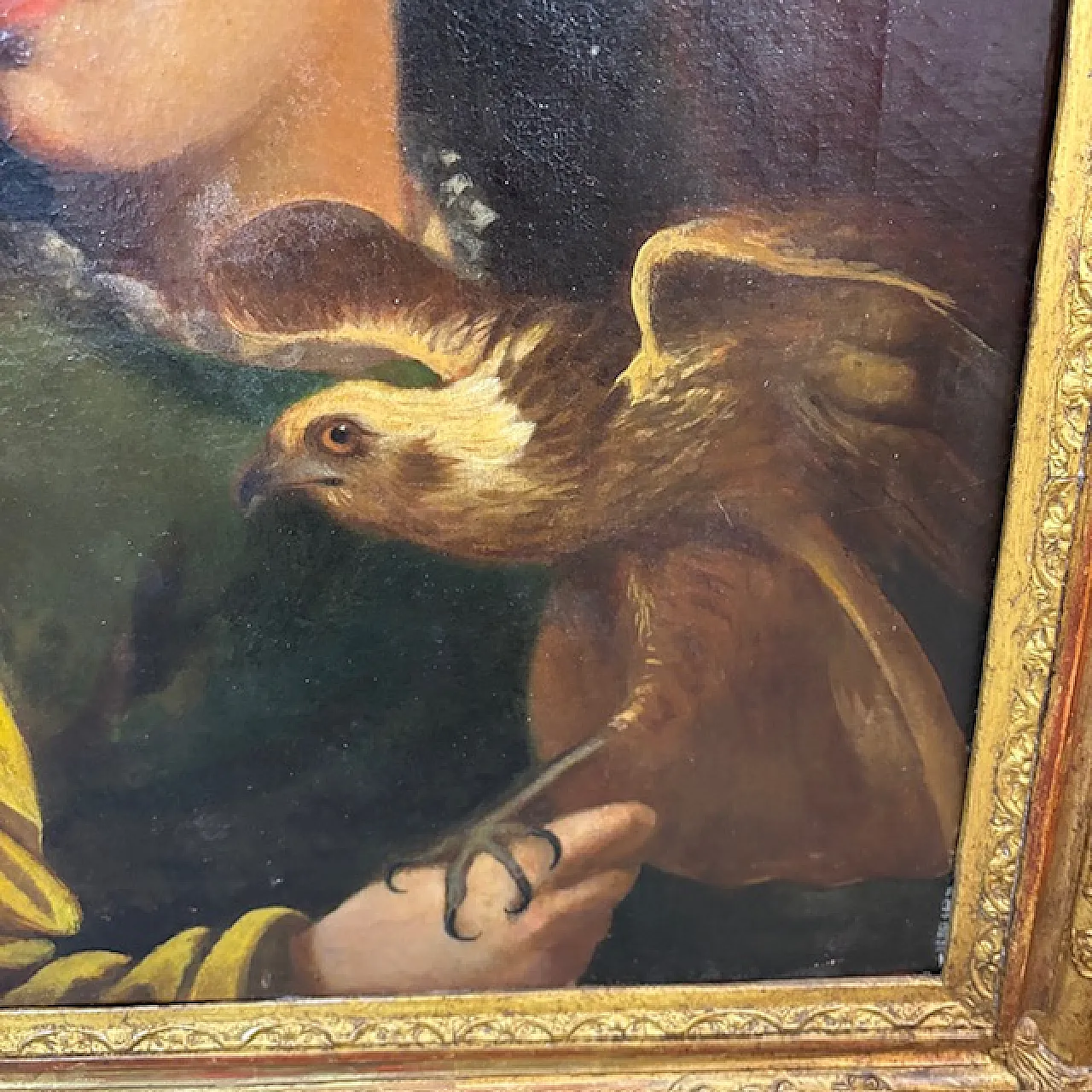 Falconier, oil painting on canvas in gilded frame, 19th century 12