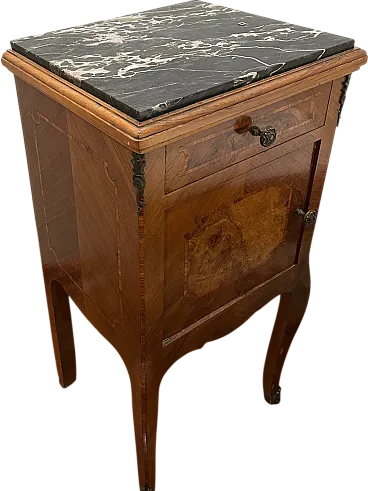 Pair of Italian bedside tables with marble top, 20th century