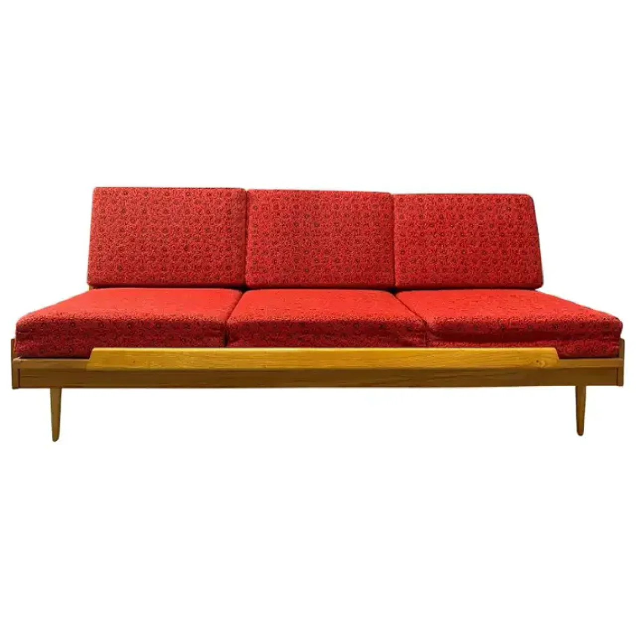 Drevotvar beech folding sofa bed, 1970s 1