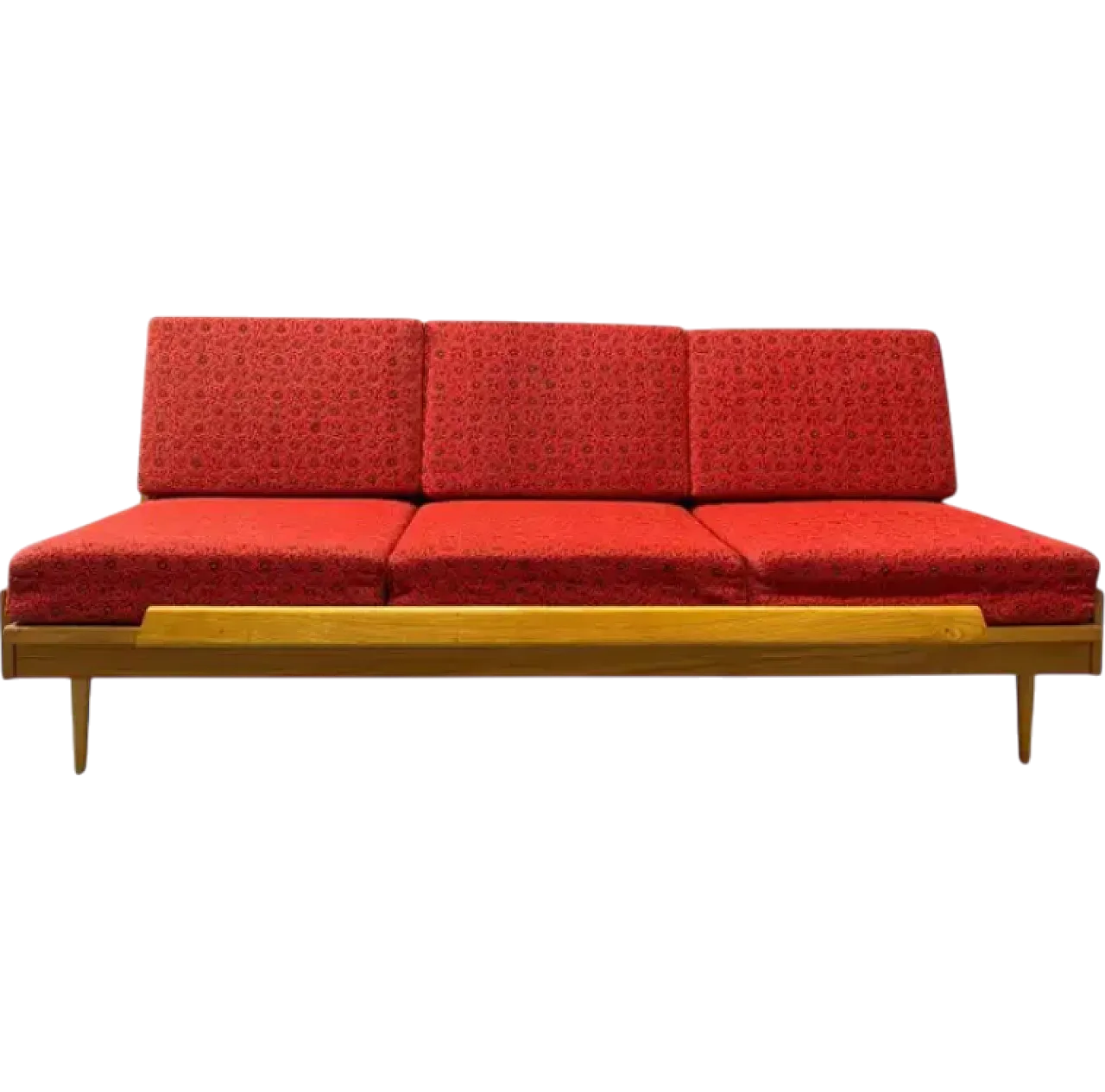 Drevotvar beech folding sofa bed, 1970s 16