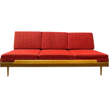 Drevotvar beech folding sofa bed, 1970s