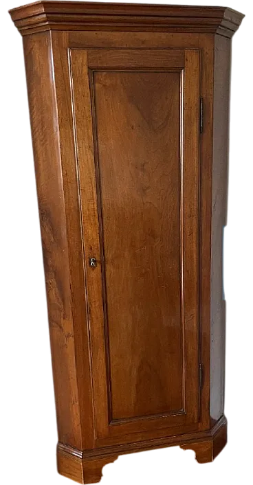 Pair of corner cupboards in solid wood, 19th century