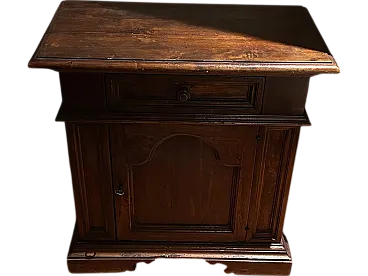 Rustic side table container with one drawer and door, 19th century