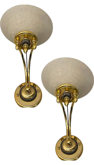 Pair of brass Murano glass sconces, 1970s