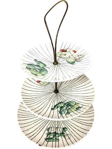 C.A.L. Lucca 3 floor ceramic and brass fruit server, 1960s