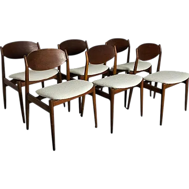 6 chairs in white boucle by Leonardo Fiori for Isa Bergamo, 60s