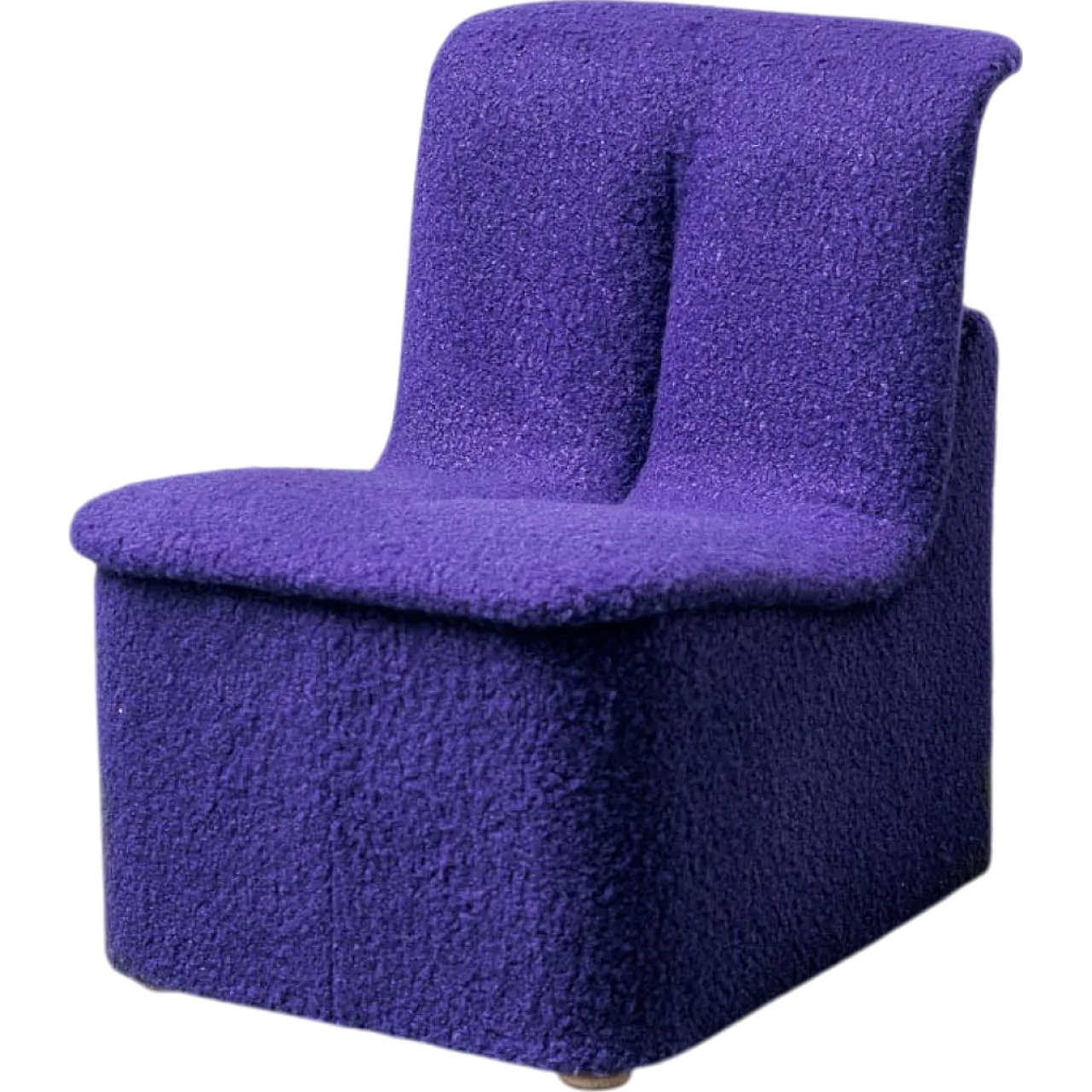 Poltroncina in bouclé viola, anni '70 11