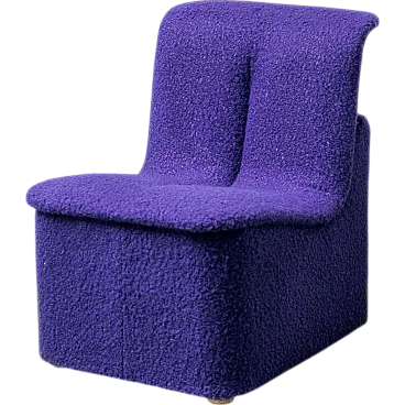 Poltroncina in bouclé viola, anni '70