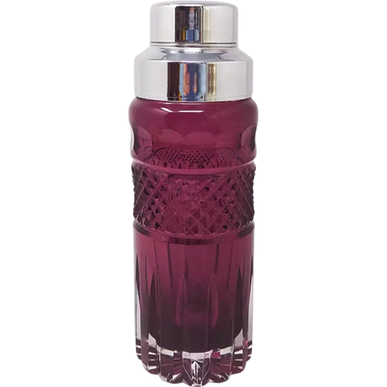 Purple Bohemian cut glass cocktail shaker, 1960s 10