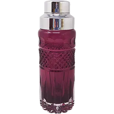 Purple Bohemian cut glass cocktail shaker, 1960s