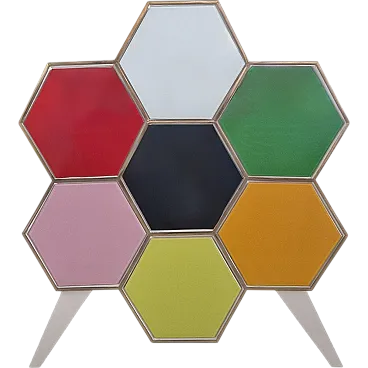 Honeycomb chest of drawers in colored glass